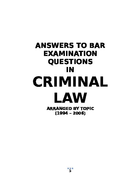 Criminal Law Bar Examination Pdfcoffeecom