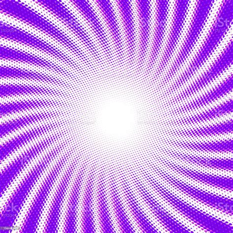 Violet Dotted Halftone Spiral Rays Background Stock Illustration