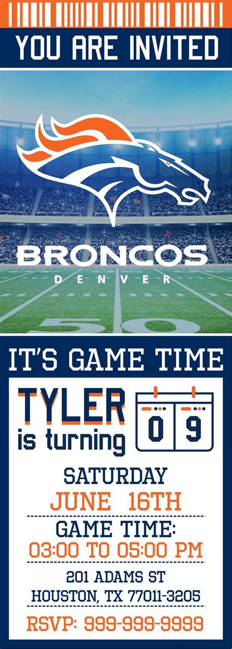 Denver Broncos Invitation Broncos Birthday Invitations | Etsy