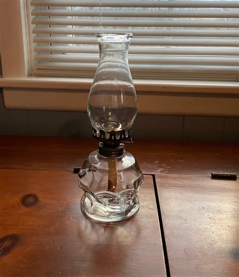 Vintage Anchor Hocking 10 Oil Lamp With Beaded Chimney Etsy