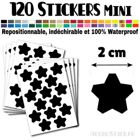 120 Etoiles 2 Cm Stickers Mini Gommettes Couleur Noir