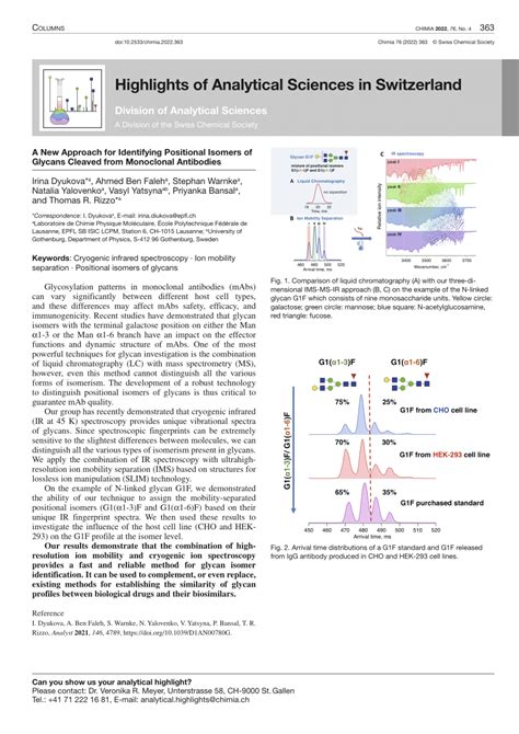 Pdf A New Approach For Identifying Positional Isomers Of Glycans