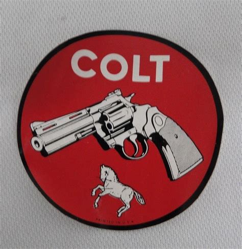 Vintage Colt Firearms Gun Company Rampant Revolver Decal Sticker Usa