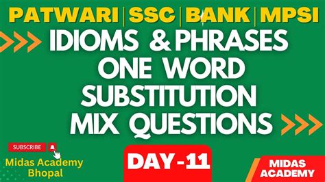 Day Idioms And Phrases One Word Substitution Patwari Exam