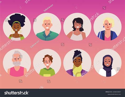 Set People Round Avatars Social Media Stock Vector Royalty Free