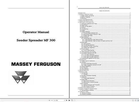 Massey Ferguson Seeder Spreader Mf300 Operator Manual Auto Repair
