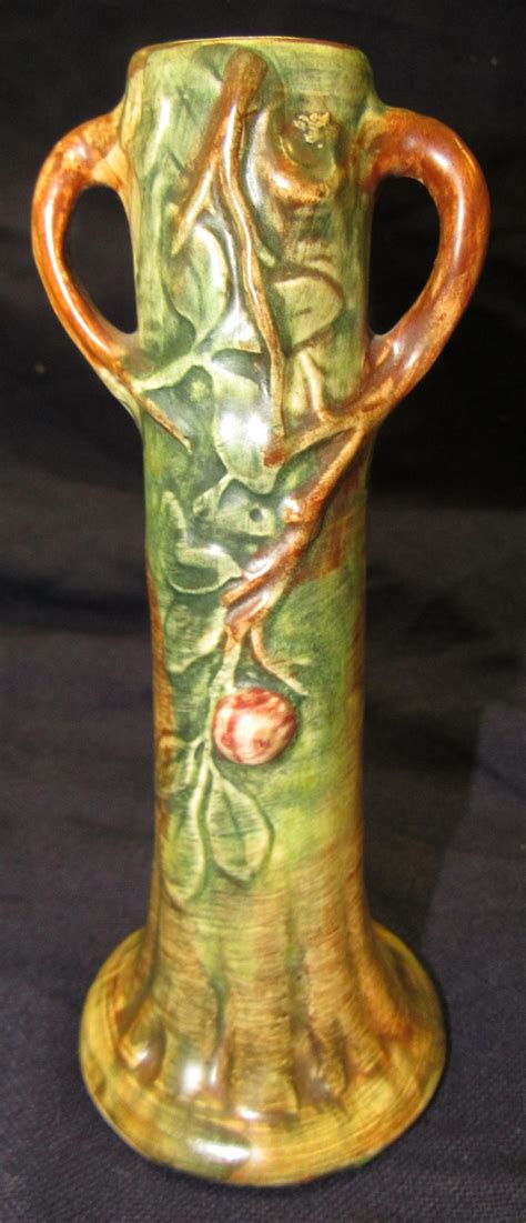 Sold Price Vintage Weller Art Pottery Woodcraft Bud Vase Apple Tree