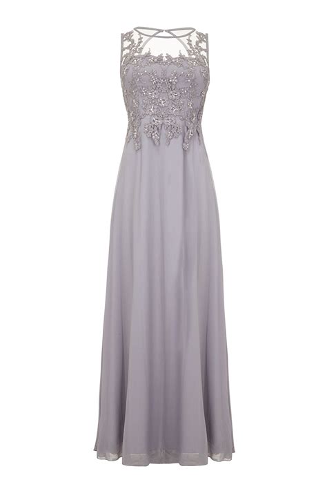 Quiz Grey Lace Sequin Maxi Dress In Gray Lyst