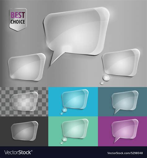 Rectangle Glass Speech Bubble Icons With Soft Vector Image