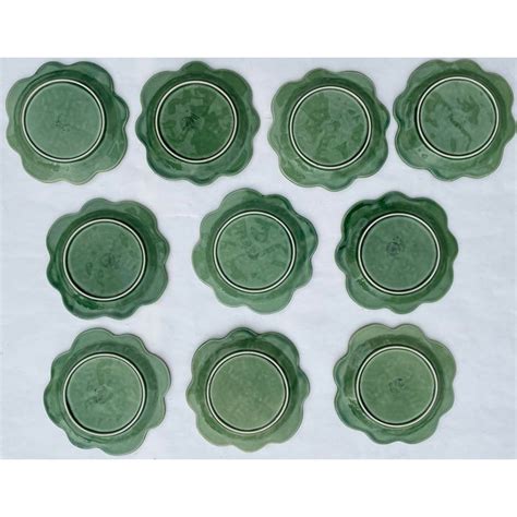 Green Majolica Cabbage Plates Bordallo Pinheiro Set Of Nine In 2024