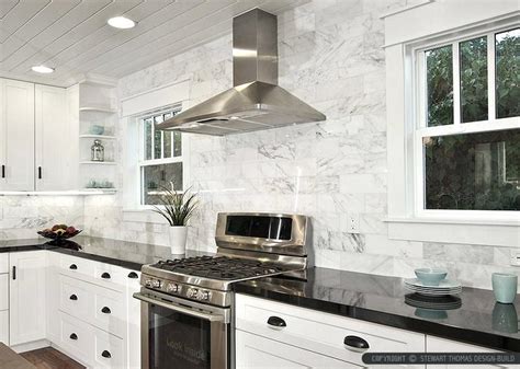 Kitchens With Black Granite Countertops Black White Marble Subway Tile