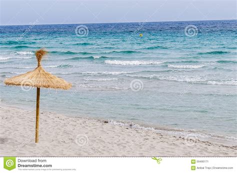 Straw Umbrella On Sand Beach Stock Image Image Of Beach Relax