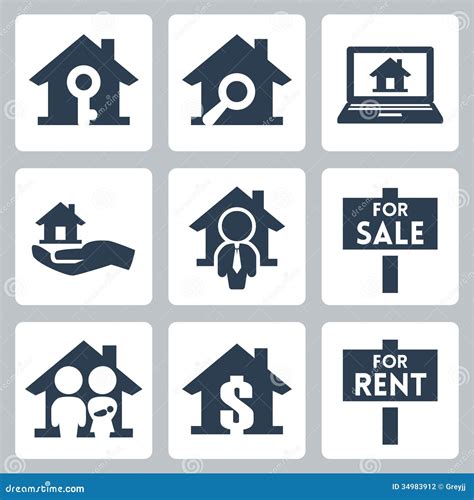 Vector Real Estate Icons Set Stock Vector Illustration Of Hand Icon