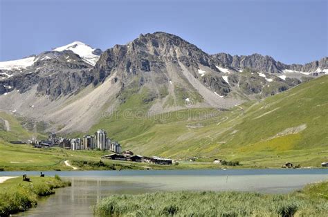 Tignes Val Claret in France Stock Photo - Image of green, building ...