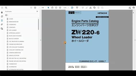 Hitachi ZW220 6 Wheel Loader Engine Parts Catalog YouTube