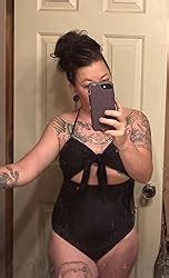 Qinsen Woman S One Piece Swimwear Sexy Tie Knot Front Cutout High Waist Bikini Swimsuit Black S