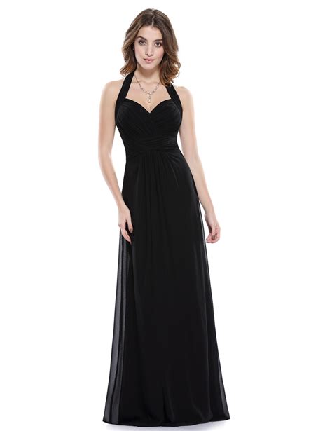 Ever Pretty Backless Long Evening Gown Halter V Neck Bridesmaid Dresses