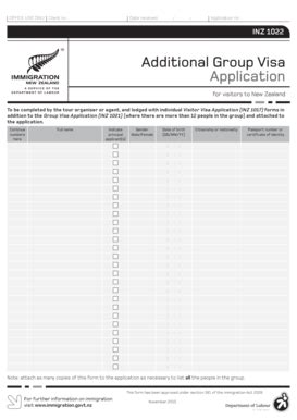 Fillable Online Immigration Govt Additional Group Visa Application