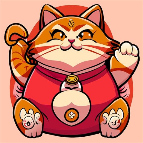 Premium Vector Fat Japanese Cat Maneki Neko Hand Drawn Cartoon