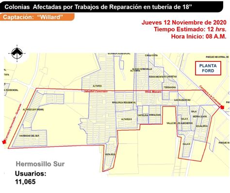 Agua de Hermosillo Boletín 314 Afectación en el servicio de 16