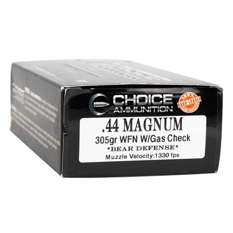 Choice Ammunition 44 Magnum 305gr Wfn Gas Check Handgun Ammo 50