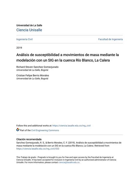 Pdf An Lisis De Susceptibilidad A Movimientos De La Salle