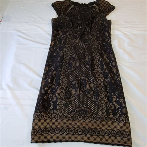 Tadashi Shoji Dresses Tadashi Shoji Black Lace Nude Bodycon Sheath 2 Poshmark