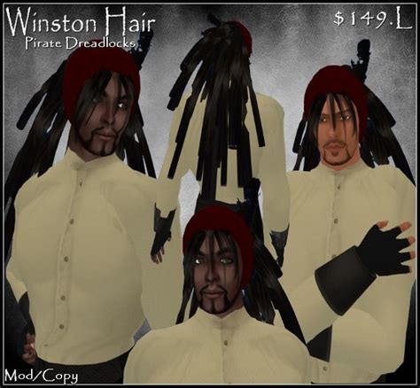 Second Life Marketplace Winston Hair Pirate Dreadlocks Mens Hair Mens