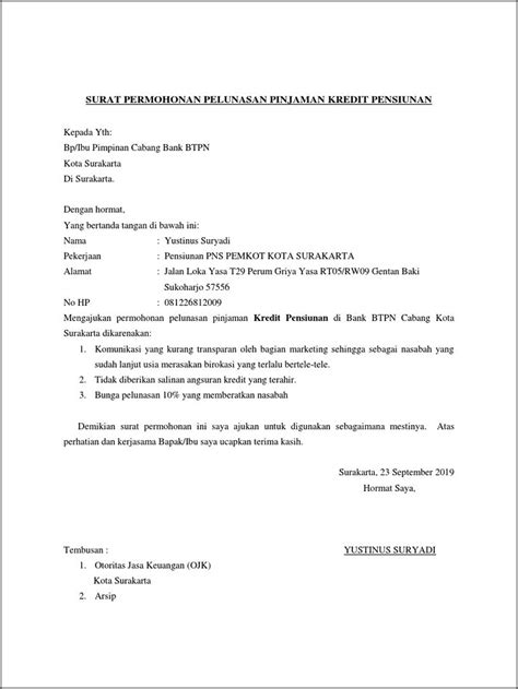 Contoh Surat Permohonan Pelunasan Hutang Contoh Surat Perjanjian Hot