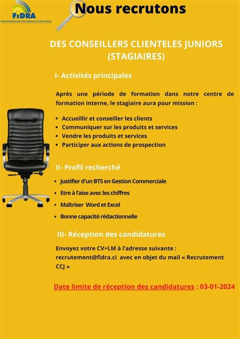 Fidra Recrute Des Conseillers Clients Stagiaires H F Y A Bara