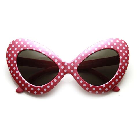 Retro Womens Oversize Polka Dot Cat Eye Sunglasses Zerouv