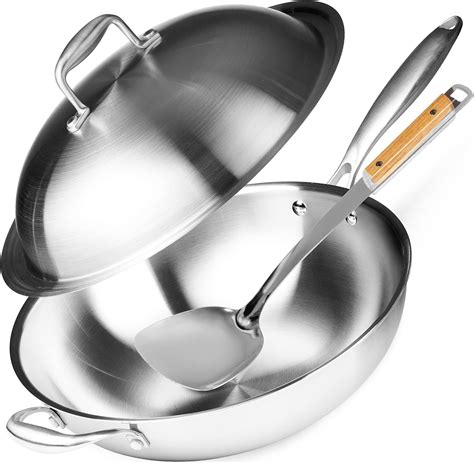 Willow Everett Wok Pan Stainless Steel Stir Frying Pans With Domed