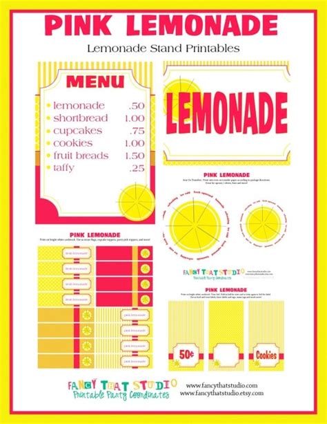 Items Similar To Lemonade Stand Printables Pink Lemonade Customized