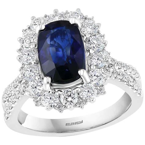 Effy Hematian 18 Karat White Gold Diamond and Sapphire Victorian Ring ...