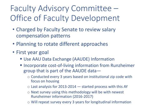 Faculty Salary Study Comparison To Aau Data Exchange Institutions Ppt