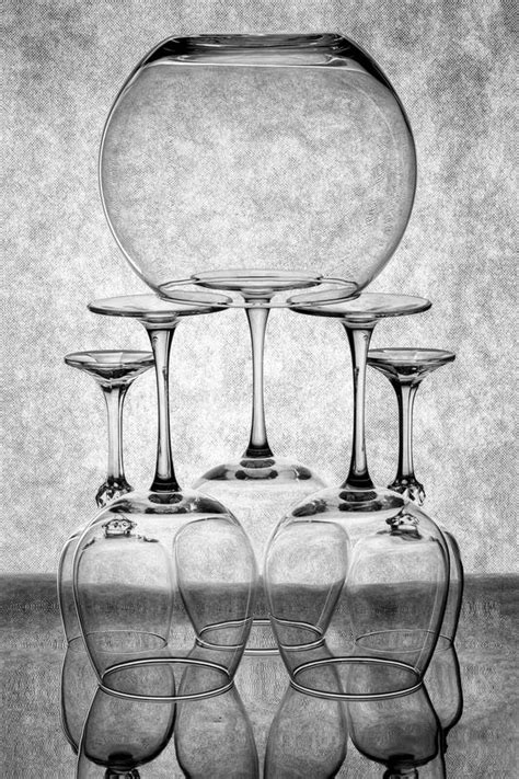 Still Life With Glassware On A Reflective Surface Stock Illustration