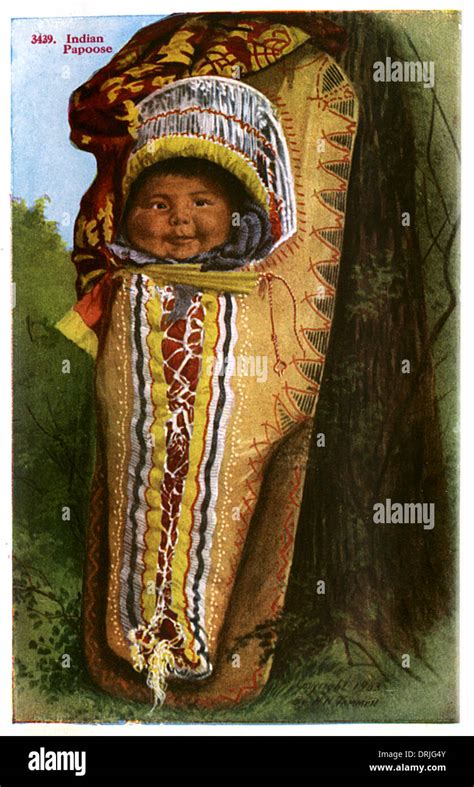 Native American Indian baby in papoose Stock Photo - Alamy