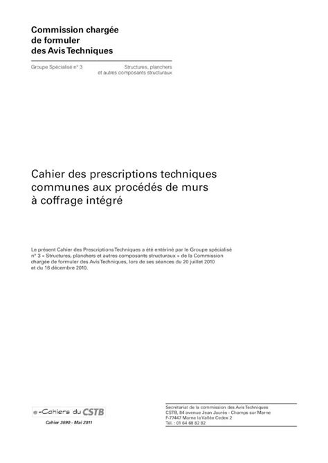 Pdf Cahier Des Prescriptions Techniques Communes Aux Proc D S