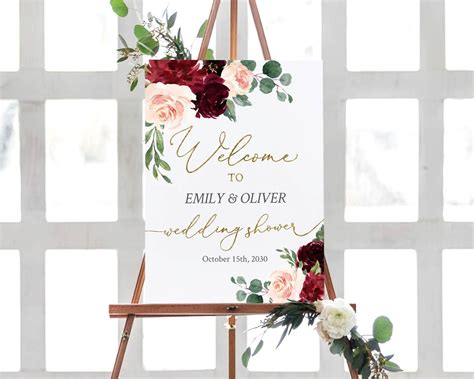 Party Supplies Welcome Poster Rustic Wedding Sign Floral Wedding