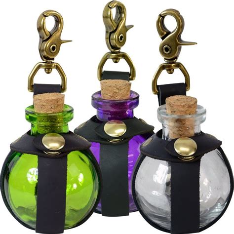 Small Potion Bottle With Clasp Glass Potion Bottle With Leather Holder