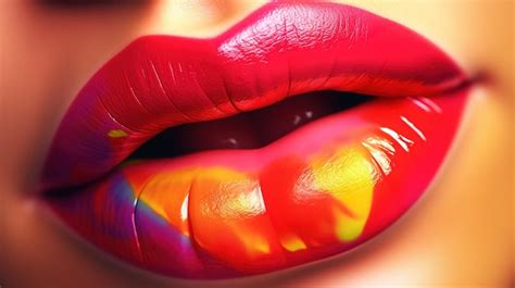 Premium Ai Image A Womans Lips With Bright Red Lipsticks And A