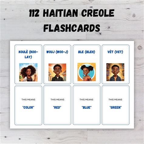 112 Basic Haitian Creole Flashcards For Kids Creole Words Flashcards