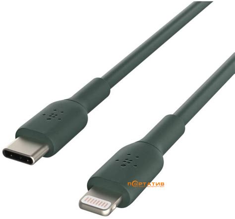 Кабель Belkin USB C Lightning PVC Cable 1 m Midnight Green