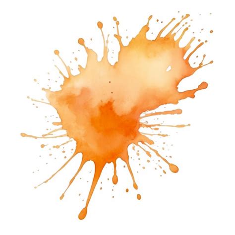 Single Soft Orange Watercolor Splash On White Background Premium Ai