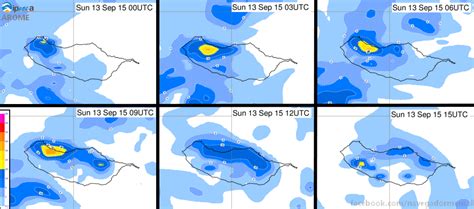 Tempo nas ilhas Previsão de precipitação segundo o modelo AROME para
