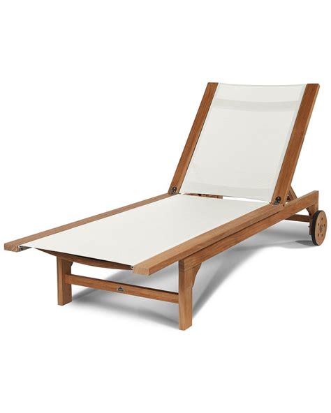 Curated Maison Montauk Teak Outdoor Sunlounger In White With Wheels