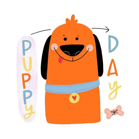 Cute Orange Dog Smiling With Colorful Lettering Around 360170 Vector ...