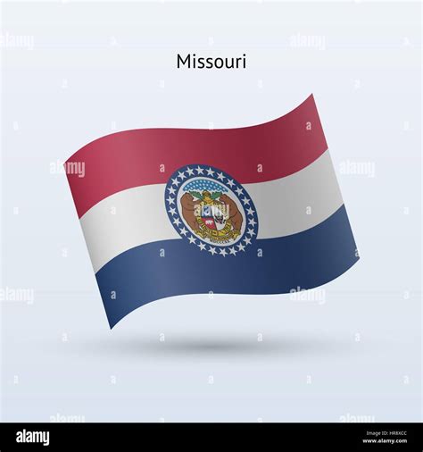 State Of Missouri Flag Waving Form On Gray Background Vector