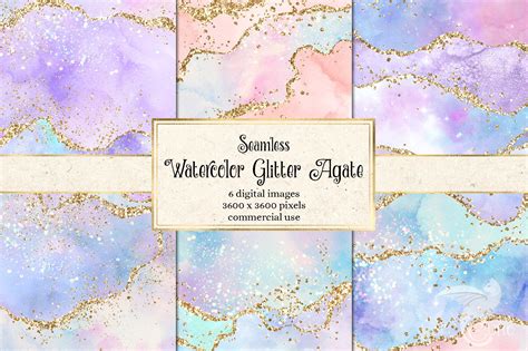 Watercolor Glitter Agate Digital Paper