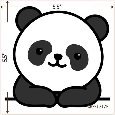 Cute Panda Wall Car Decal Sticker Black White Kawaii Cartoon Panda